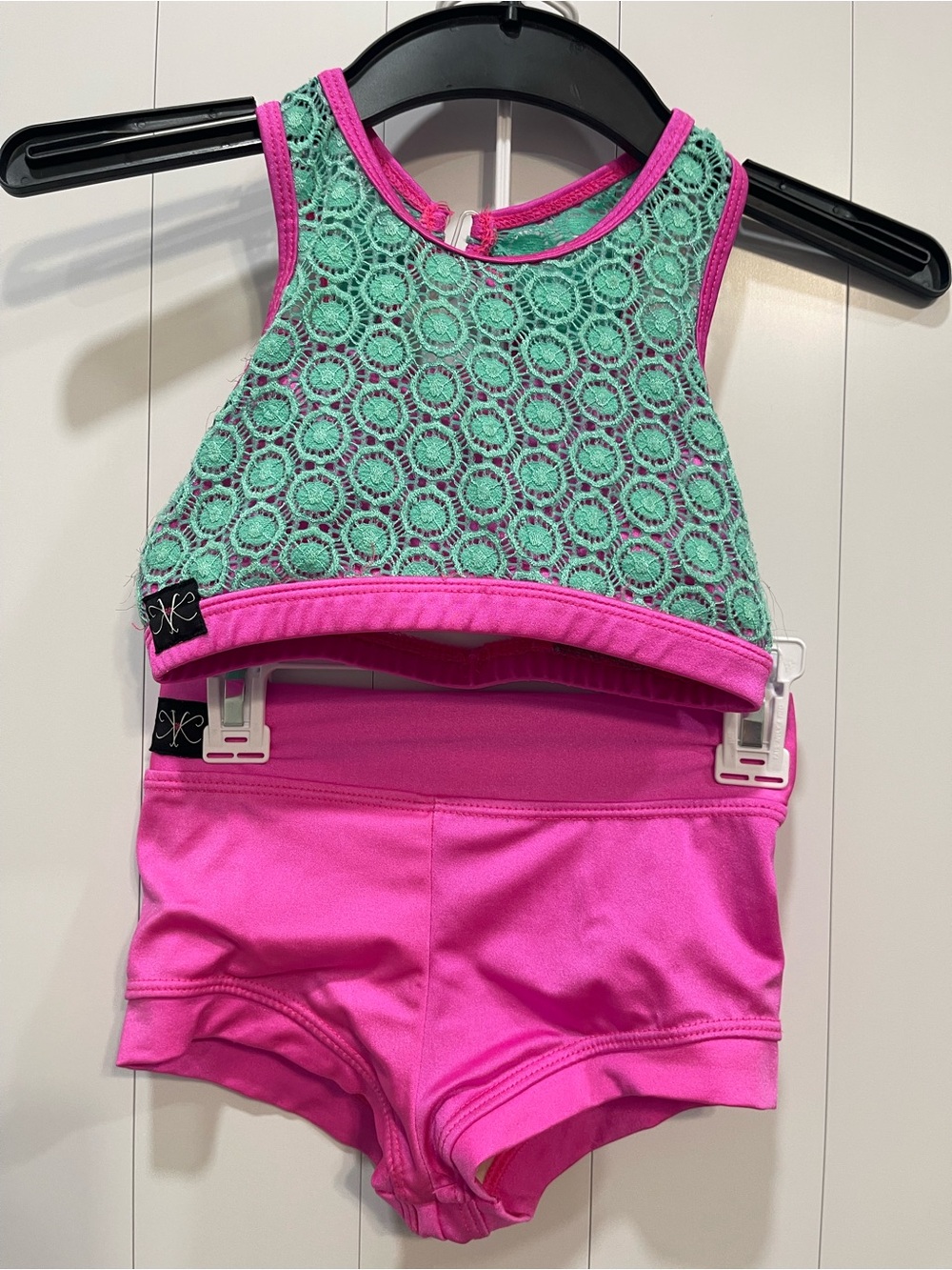 Kandi Kouture dance Two-Piece Set in Pink and Mint convention wear child large